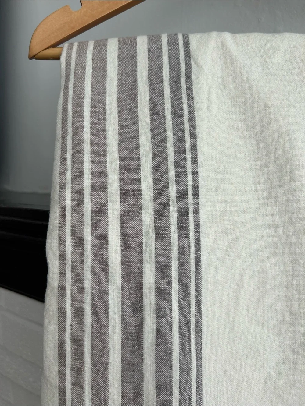 Pottery Barn Linen Blend Creamy White and Gray Striped Curtains (2) 50X80